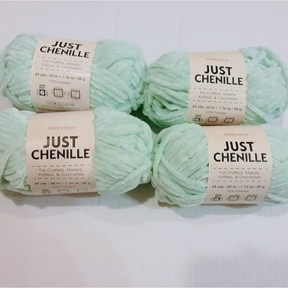 Premier Just Chenille Plush Yarn in Mint Green - 4 Pack